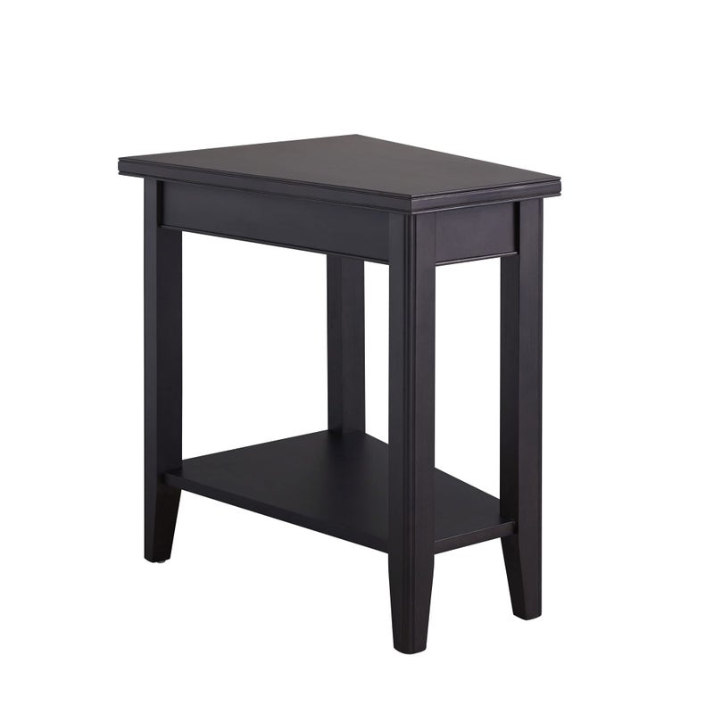 Leick Home Slate End Table, Solid Wood, Narrow Wedge Shape, Slate Tile Insets, Bottom Display Shelf, Easy-Assembly, Rustic Oak, 23.5 in. L x 17 in. W x 24 in. H, 10056 - Image 1
